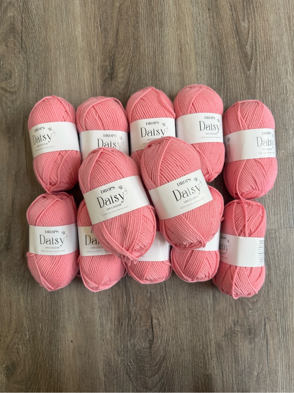 Drops Daisy Yarn 12 Skeins Color 30 Rose Petal 100% Wool Group B DK